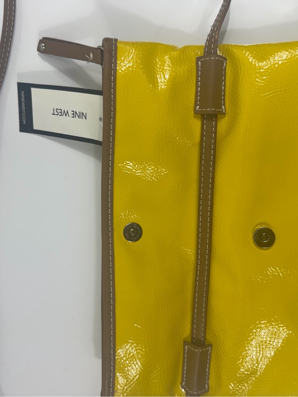 Nine West Yellow Foldover Crossbody Bag NWT - Picture 6 of 9